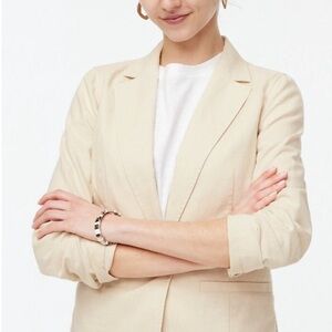 J. Crew Factory Linen-blend Deconstructed Blazer in Beige Size 4